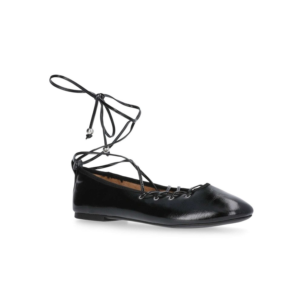 No Boundaries Ballet Flats Dress Black Lace Up Ankle Wrap Womens Shoes‎ Size 9